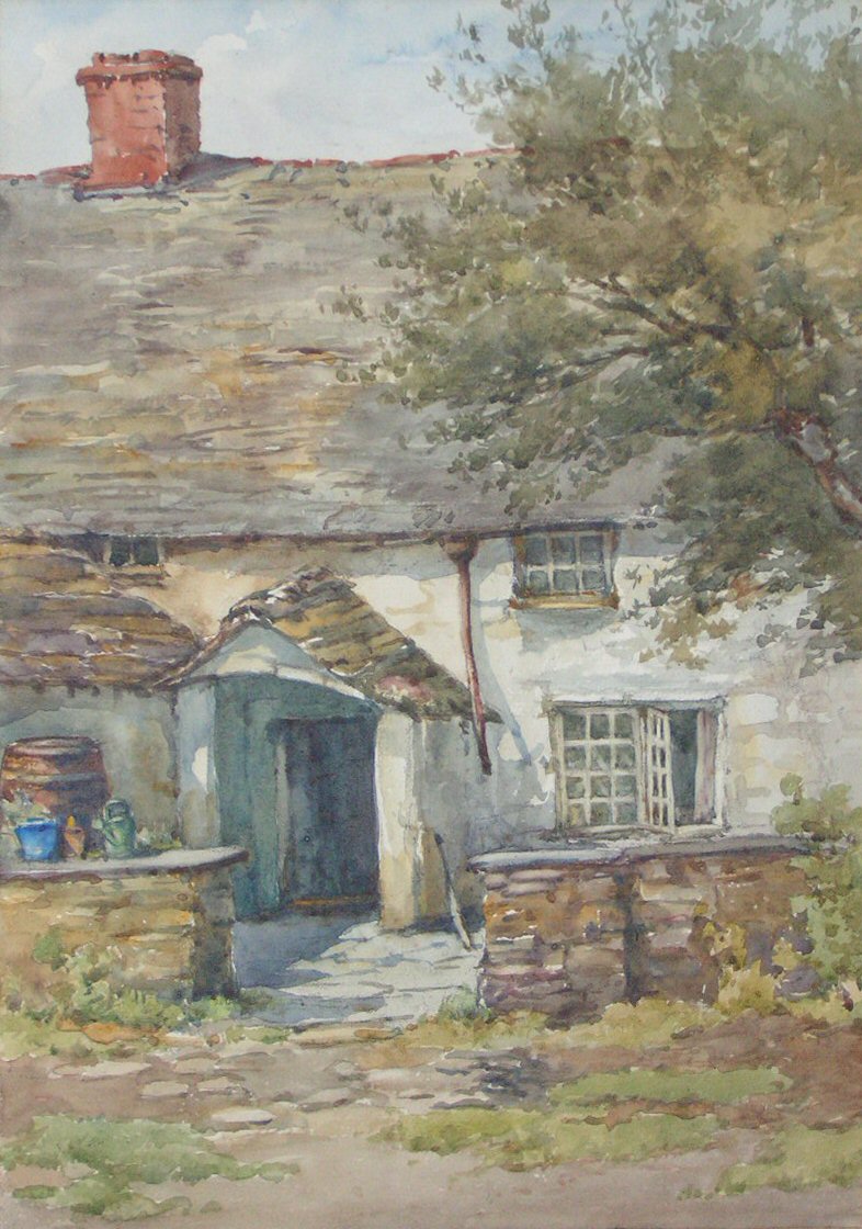 Watercolour - Old Cottages, Cornwall